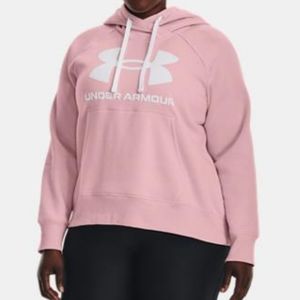 NWT Women's UNDER ARMOUR PLUS Sizes Hoodie. Color is Pink With White Logo.